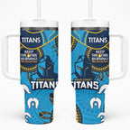 NRL Titans NAIDOC Week Tumbler With Handle Keep The Fire Burning Indigenous Art