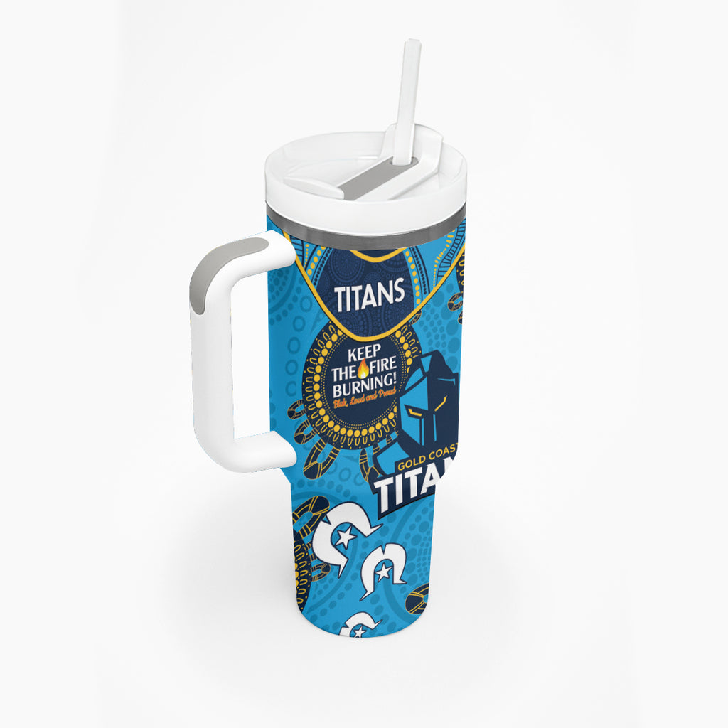 NRL Titans NAIDOC Week Tumbler With Handle Keep The Fire Burning Indigenous Art