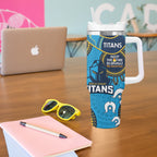 NRL Titans NAIDOC Week Tumbler With Handle Keep The Fire Burning Indigenous Art