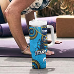 NRL Titans NAIDOC Week Tumbler With Handle Keep The Fire Burning Indigenous Art