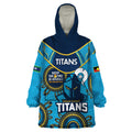 Custom NRL Titans NAIDOC Week Wearable Blanket Hoodie Keep The Fire Burning Indigenous Art