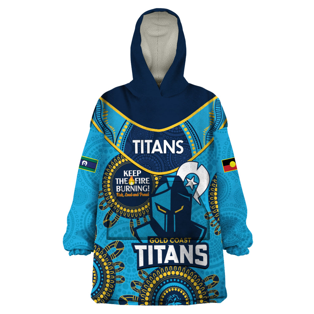 Custom NRL Titans NAIDOC Week Wearable Blanket Hoodie Keep The Fire Burning Indigenous Art