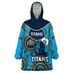 Custom NRL Titans NAIDOC Week Wearable Blanket Hoodie Keep The Fire Burning Indigenous Art