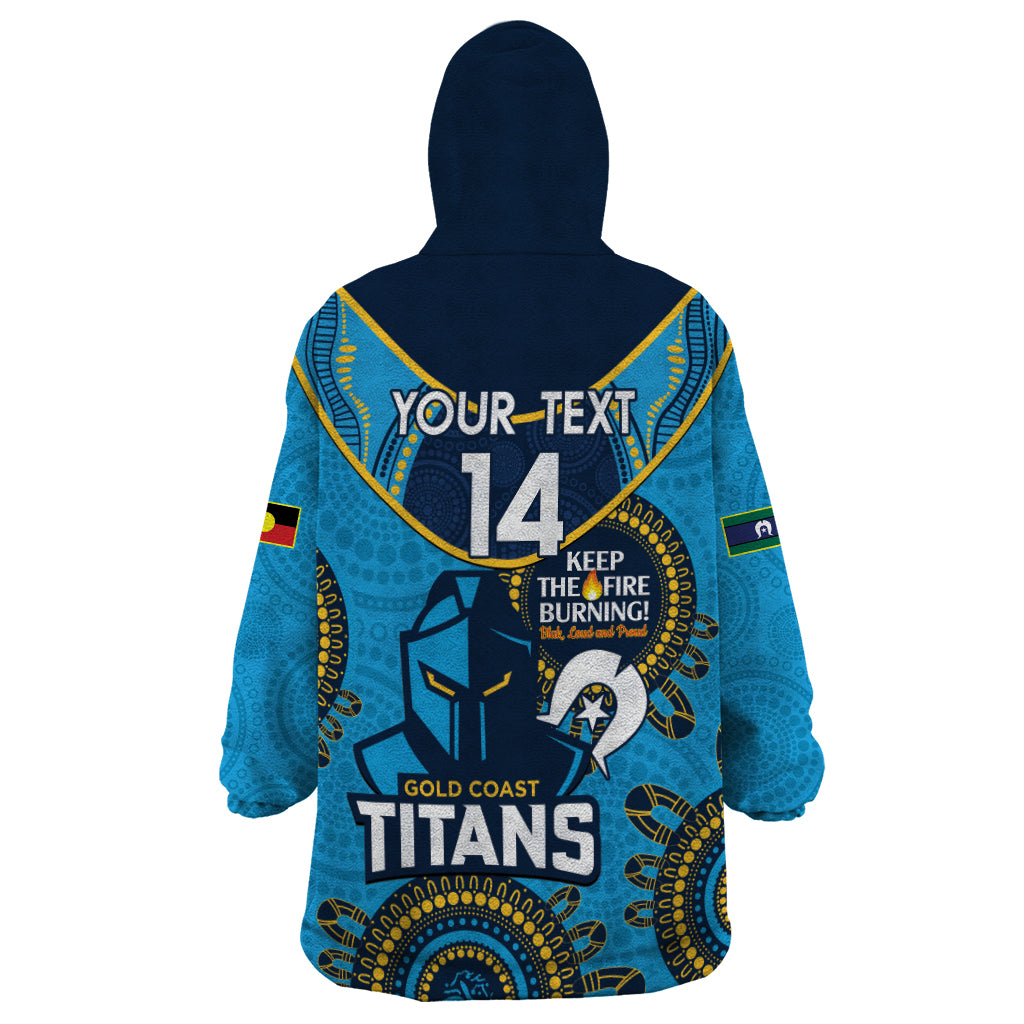 Custom NRL Titans NAIDOC Week Wearable Blanket Hoodie Keep The Fire Burning Indigenous Art