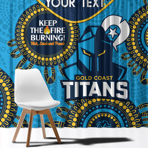 Custom NRL Titans NAIDOC Week Window Curtain Keep The Fire Burning Indigenous Art