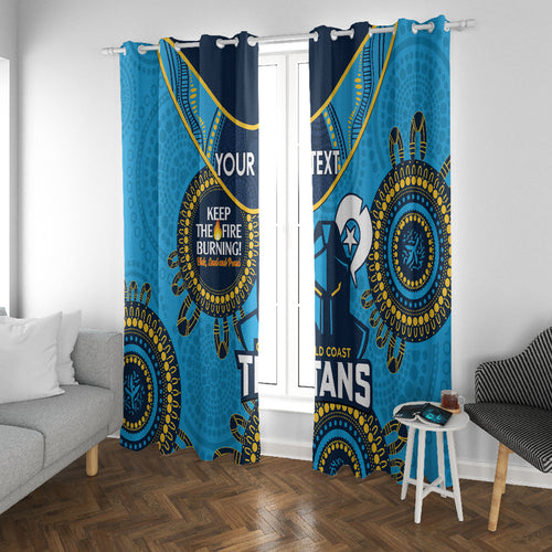 Custom NRL Titans NAIDOC Week Window Curtain Keep The Fire Burning Indigenous Art