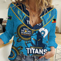 Custom NRL Titans NAIDOC Week Women Casual Shirt Keep The Fire Burning Indigenous Art