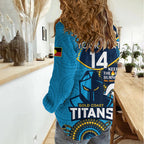 Custom NRL Titans NAIDOC Week Women Casual Shirt Keep The Fire Burning Indigenous Art