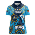 Custom NRL Titans NAIDOC Week Women Polo Shirt Keep The Fire Burning Indigenous Art