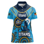 Custom NRL Titans NAIDOC Week Women Polo Shirt Keep The Fire Burning Indigenous Art