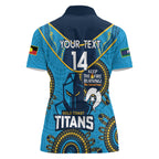 Custom NRL Titans NAIDOC Week Women Polo Shirt Keep The Fire Burning Indigenous Art