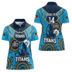 Custom NRL Titans NAIDOC Week Women Polo Shirt Keep The Fire Burning Indigenous Art