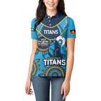 Custom NRL Titans NAIDOC Week Women Polo Shirt Keep The Fire Burning Indigenous Art