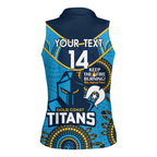 Custom NRL Titans NAIDOC Week Women Sleeveless Polo Shirt Keep The Fire Burning Indigenous Art