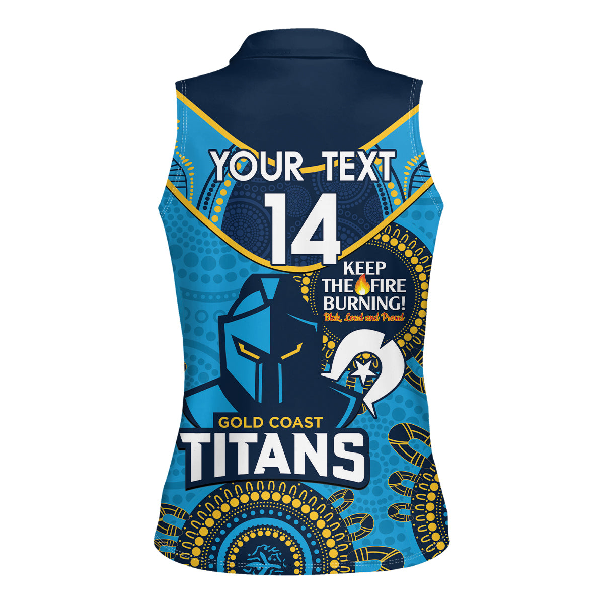 Custom NRL Titans NAIDOC Week Women Sleeveless Polo Shirt Keep The Fire Burning Indigenous Art