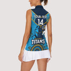 Custom NRL Titans NAIDOC Week Women Sleeveless Polo Shirt Keep The Fire Burning Indigenous Art