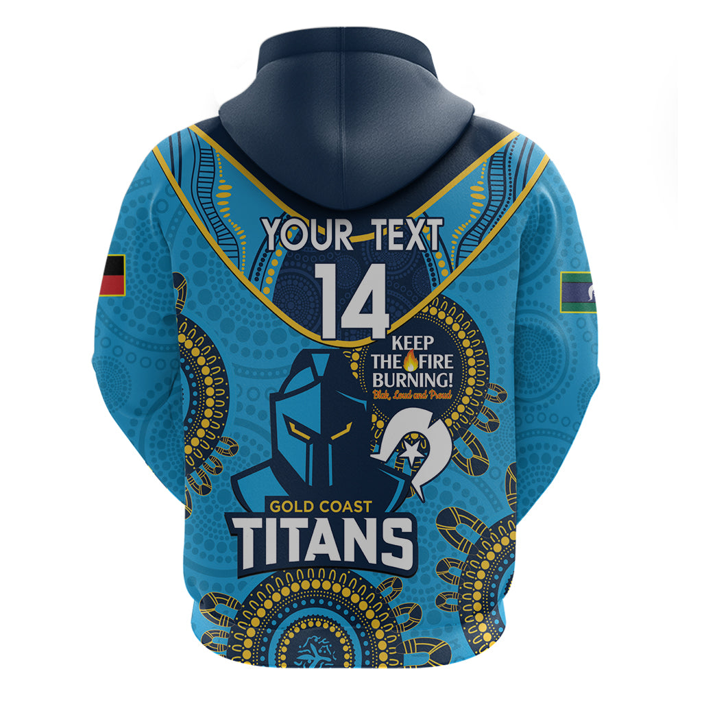 Custom NRL Titans NAIDOC Week Zip Hoodie Keep The Fire Burning Indigenous Art