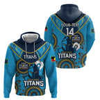 Custom NRL Titans NAIDOC Week Zip Hoodie Keep The Fire Burning Indigenous Art