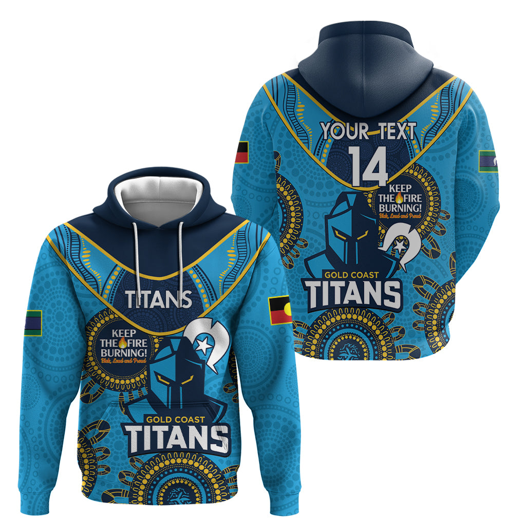 Custom NRL Titans NAIDOC Week Zip Hoodie Keep The Fire Burning Indigenous Art
