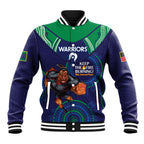 Custom NRL Warriors NAIDOC Week Baseball Jacket Keep The Fire Burning Indigenous Art