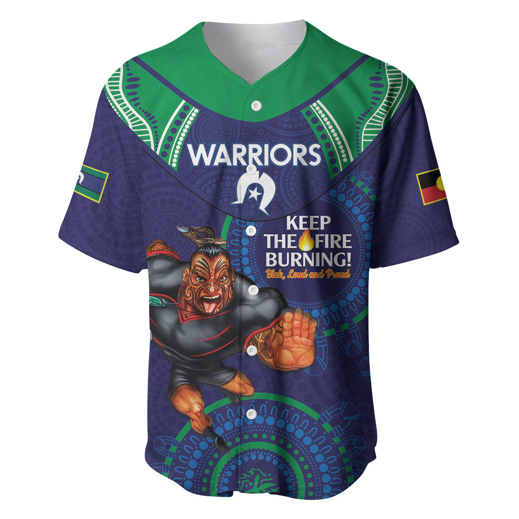 Custom NRL Warriors NAIDOC Week Baseball Jersey Keep The Fire Burning Indigenous Art