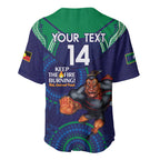 Custom NRL Warriors NAIDOC Week Baseball Jersey Keep The Fire Burning Indigenous Art