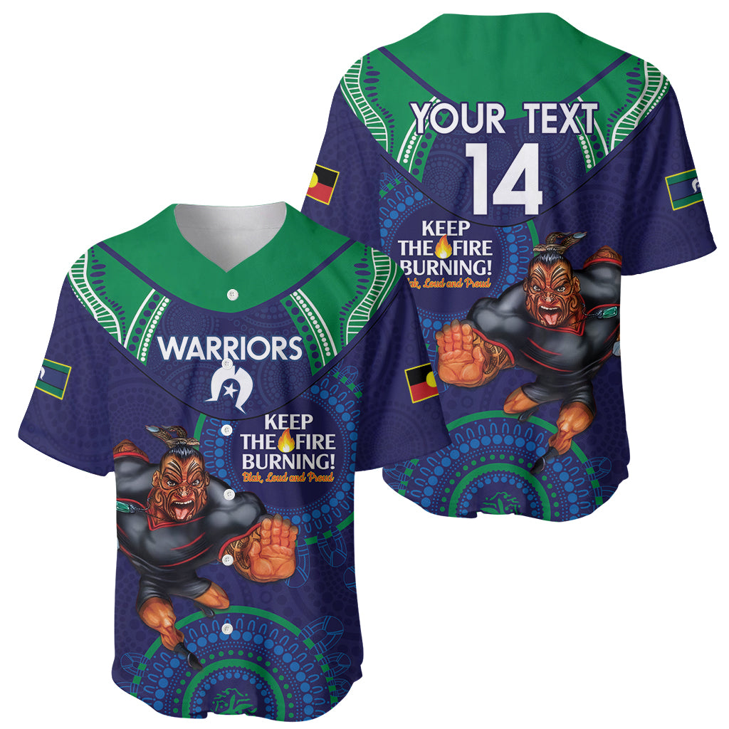 Custom NRL Warriors NAIDOC Week Baseball Jersey Keep The Fire Burning Indigenous Art