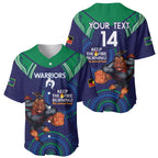 Custom NRL Warriors NAIDOC Week Baseball Jersey Keep The Fire Burning Indigenous Art