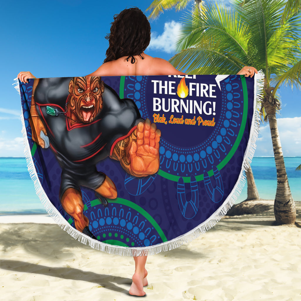 Custom NRL Warriors NAIDOC Week Beach Blanket Keep The Fire Burning Indigenous Art