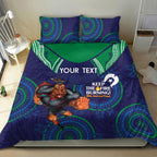 Custom NRL Warriors NAIDOC Week Bedding Set Keep The Fire Burning Indigenous Art