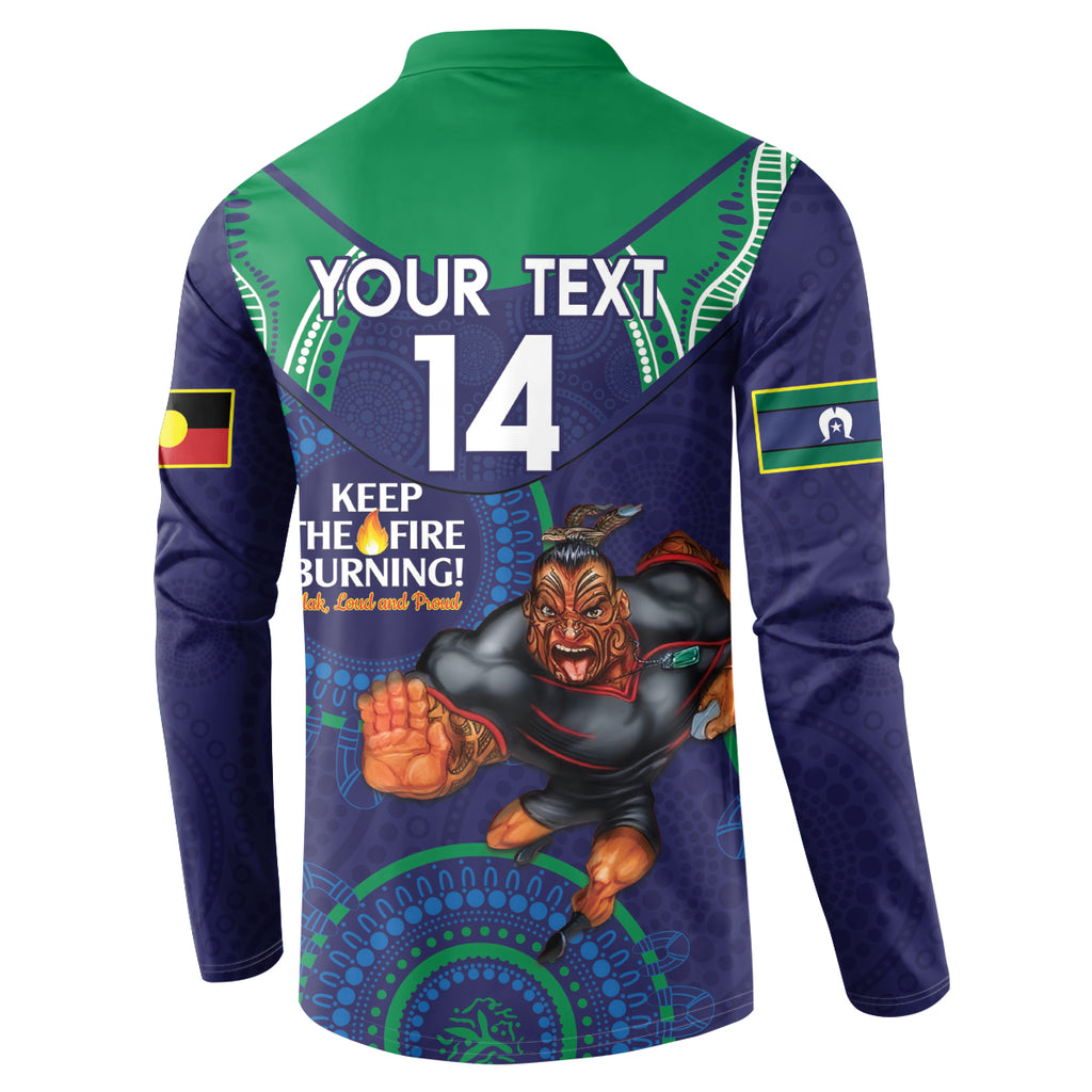 Custom NRL Warriors NAIDOC Week Button Sweatshirt Keep The Fire Burning Indigenous Art