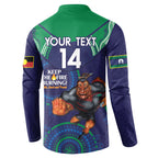 Custom NRL Warriors NAIDOC Week Button Sweatshirt Keep The Fire Burning Indigenous Art