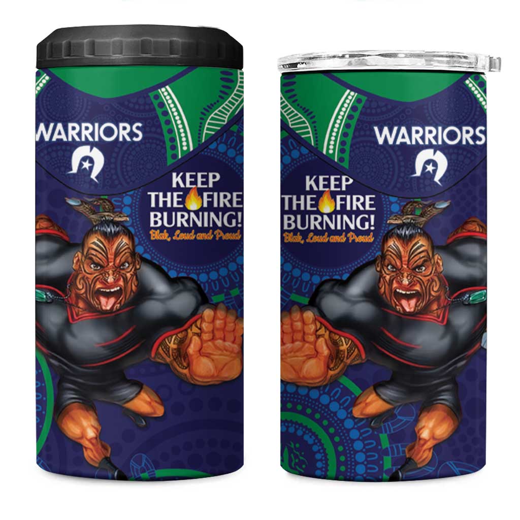NRL Warriors NAIDOC Week 4 in 1 Can Cooler Tumbler Keep The Fire Burning Indigenous Art