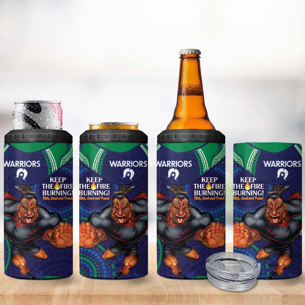 NRL Warriors NAIDOC Week 4 in 1 Can Cooler Tumbler Keep The Fire Burning Indigenous Art