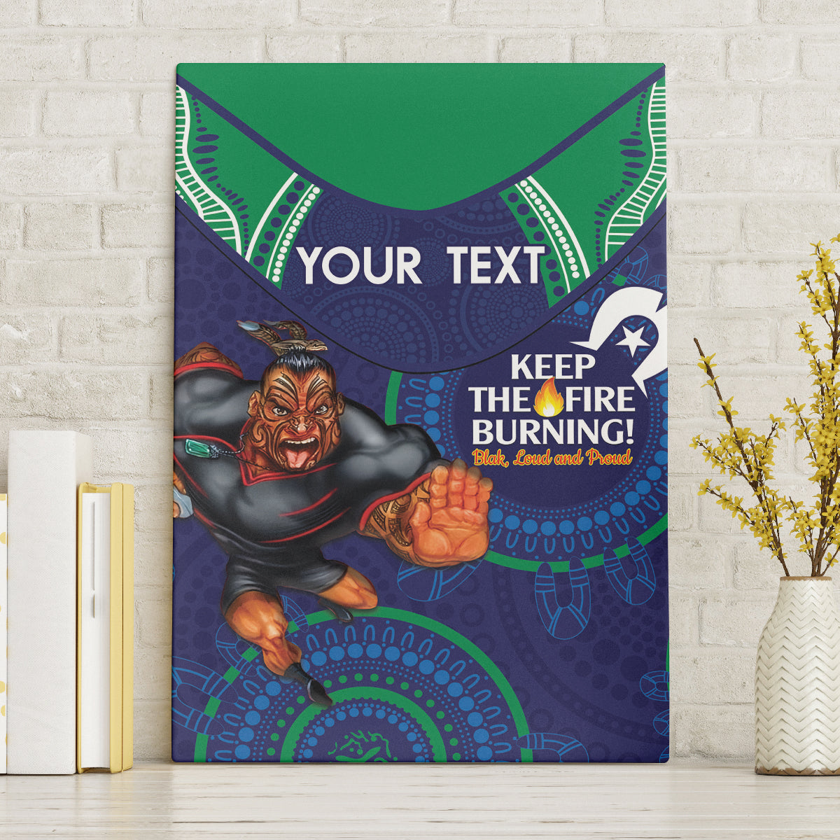 Custom NRL Warriors NAIDOC Week Canvas Wall Art Keep The Fire Burning Indigenous Art