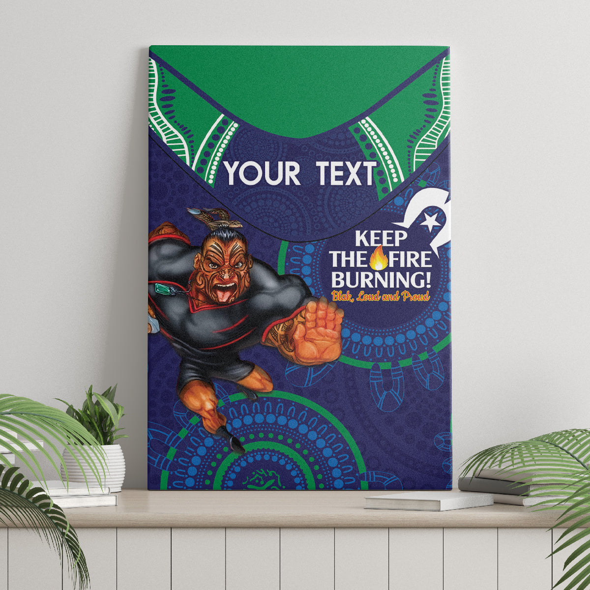 Custom NRL Warriors NAIDOC Week Canvas Wall Art Keep The Fire Burning Indigenous Art