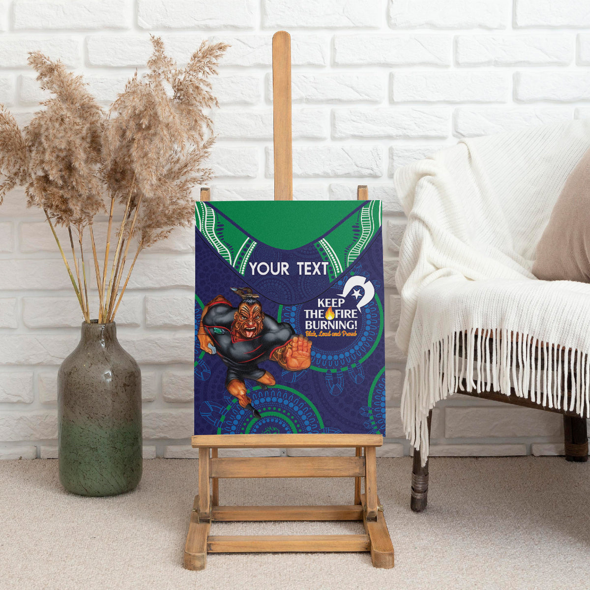 Custom NRL Warriors NAIDOC Week Canvas Wall Art Keep The Fire Burning Indigenous Art