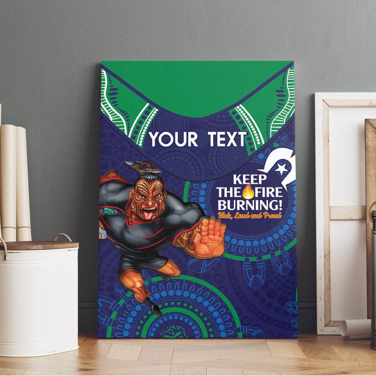 Custom NRL Warriors NAIDOC Week Canvas Wall Art Keep The Fire Burning Indigenous Art
