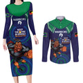 Custom NRL Warriors NAIDOC Week Couples Matching Long Sleeve Bodycon Dress and Long Sleeve Button Shirt Keep The Fire Burning Indigenous Art