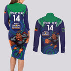 Custom NRL Warriors NAIDOC Week Couples Matching Long Sleeve Bodycon Dress and Long Sleeve Button Shirt Keep The Fire Burning Indigenous Art