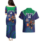 Custom NRL Warriors NAIDOC Week Couples Matching Puletasi and Hawaiian Shirt Keep The Fire Burning Indigenous Art