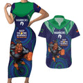 Custom NRL Warriors NAIDOC Week Couples Matching Short Sleeve Bodycon Dress and Hawaiian Shirt Keep The Fire Burning Indigenous Art