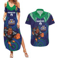 Custom NRL Warriors NAIDOC Week Couples Matching Summer Maxi Dress and Hawaiian Shirt Keep The Fire Burning Indigenous Art