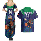 Custom NRL Warriors NAIDOC Week Couples Matching Summer Maxi Dress and Hawaiian Shirt Keep The Fire Burning Indigenous Art