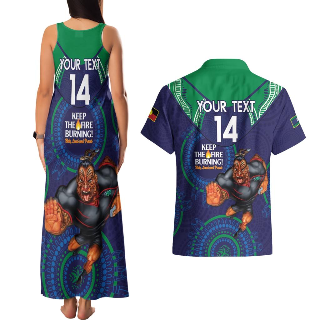 Custom NRL Warriors NAIDOC Week Couples Matching Tank Maxi Dress and Hawaiian Shirt Keep The Fire Burning Indigenous Art