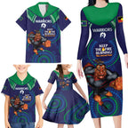 Custom NRL Warriors NAIDOC Week Family Matching Long Sleeve Bodycon Dress and Hawaiian Shirt Keep The Fire Burning Indigenous Art