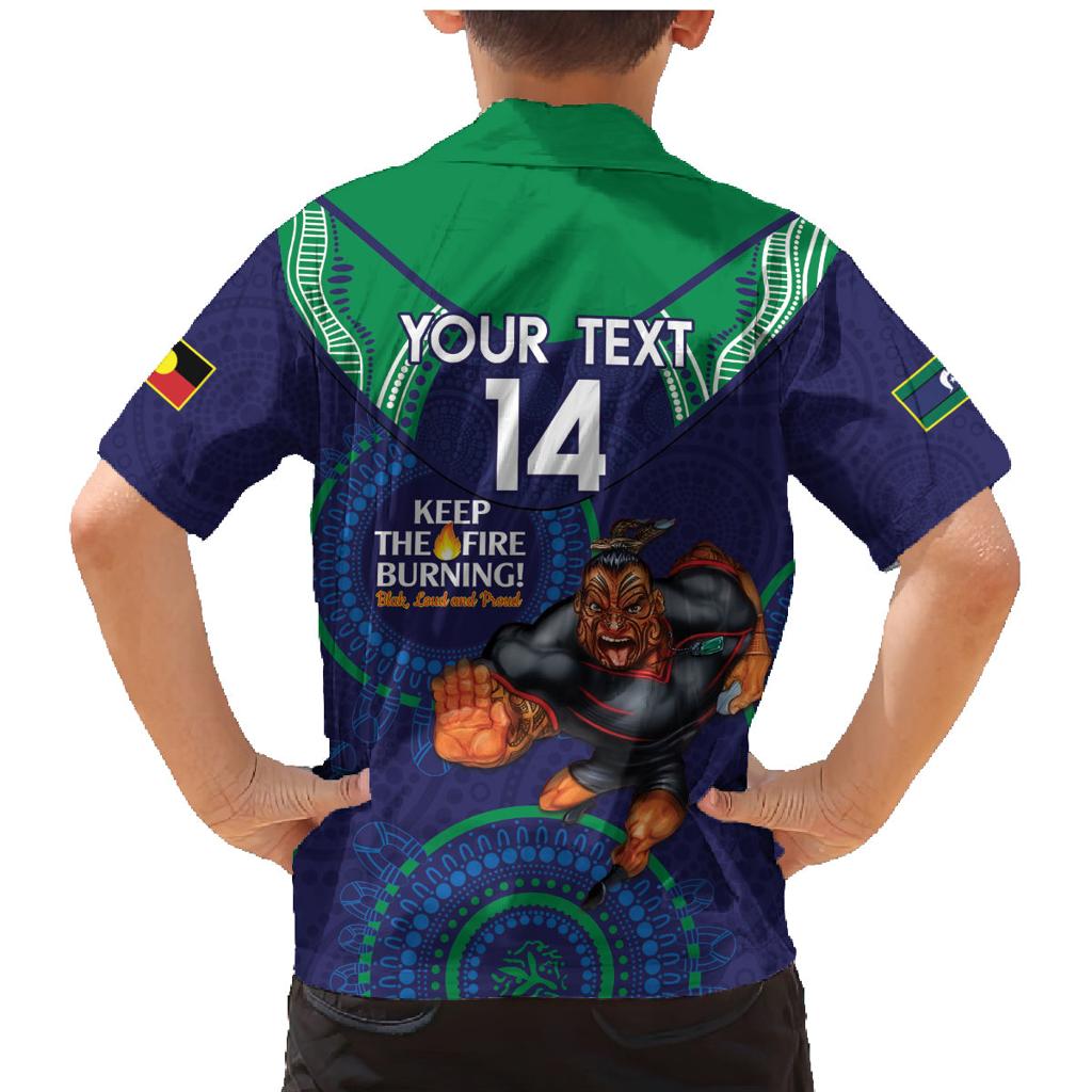 Custom NRL Warriors NAIDOC Week Family Matching Mermaid Dress and Hawaiian Shirt Keep The Fire Burning Indigenous Art