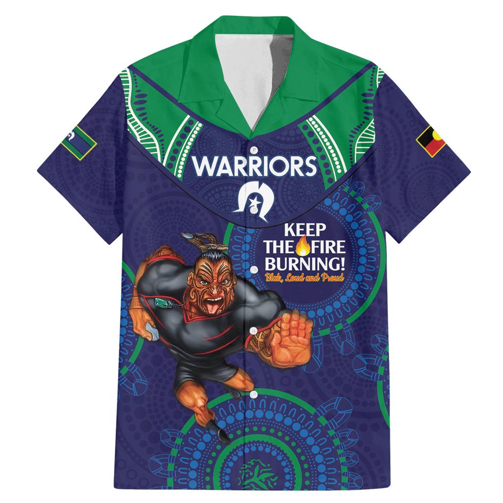 Custom NRL Warriors NAIDOC Week Family Matching Mermaid Dress and Hawaiian Shirt Keep The Fire Burning Indigenous Art