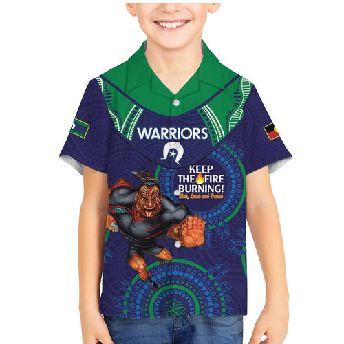 Custom NRL Warriors NAIDOC Week Family Matching Mermaid Dress and Hawaiian Shirt Keep The Fire Burning Indigenous Art