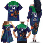 Custom NRL Warriors NAIDOC Week Family Matching Off The Shoulder Long Sleeve Dress and Hawaiian Shirt Keep The Fire Burning Indigenous Art